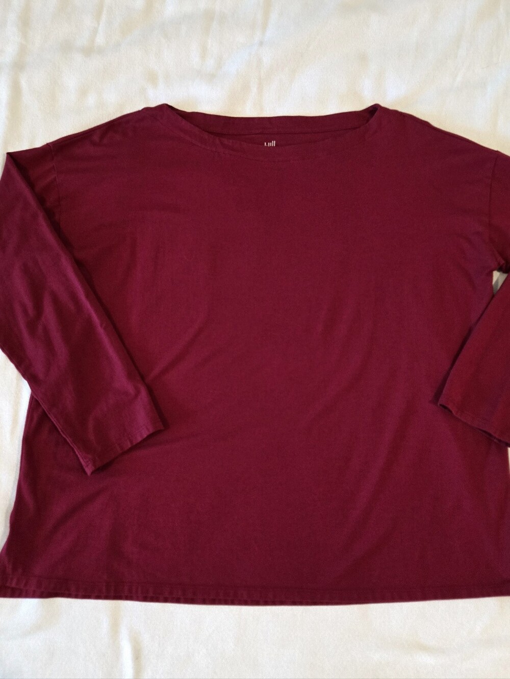 J. JILL Luxe Supima Boat-Neck Long Sleeve Tee Deep Red Size Large